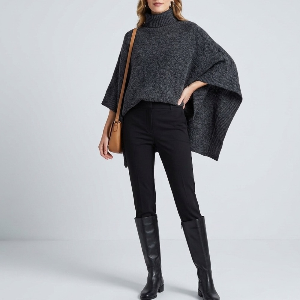 MICHAEL Michael Kors Alpaca Blend Ribbed Turtleneck Poncho